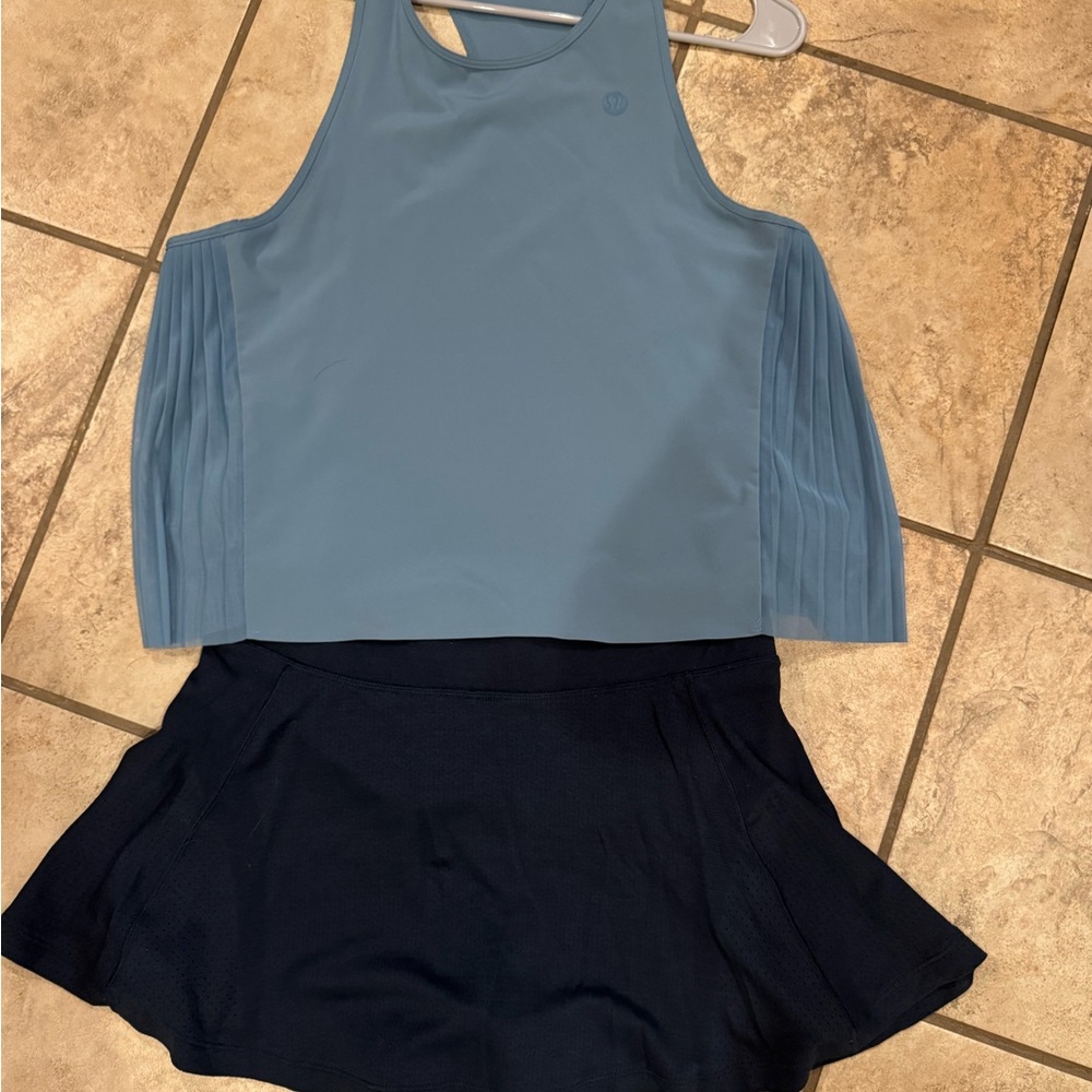 Lululemon Blue Athletic Tank Top and navy  Skirt Set